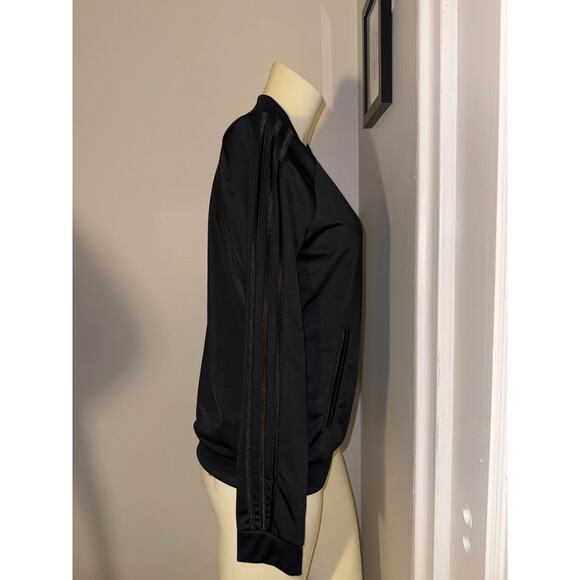 Adidas Size Medium Tracksuit Sweater Black and Black Stripes Striped Jacket - Picture 6 of 8